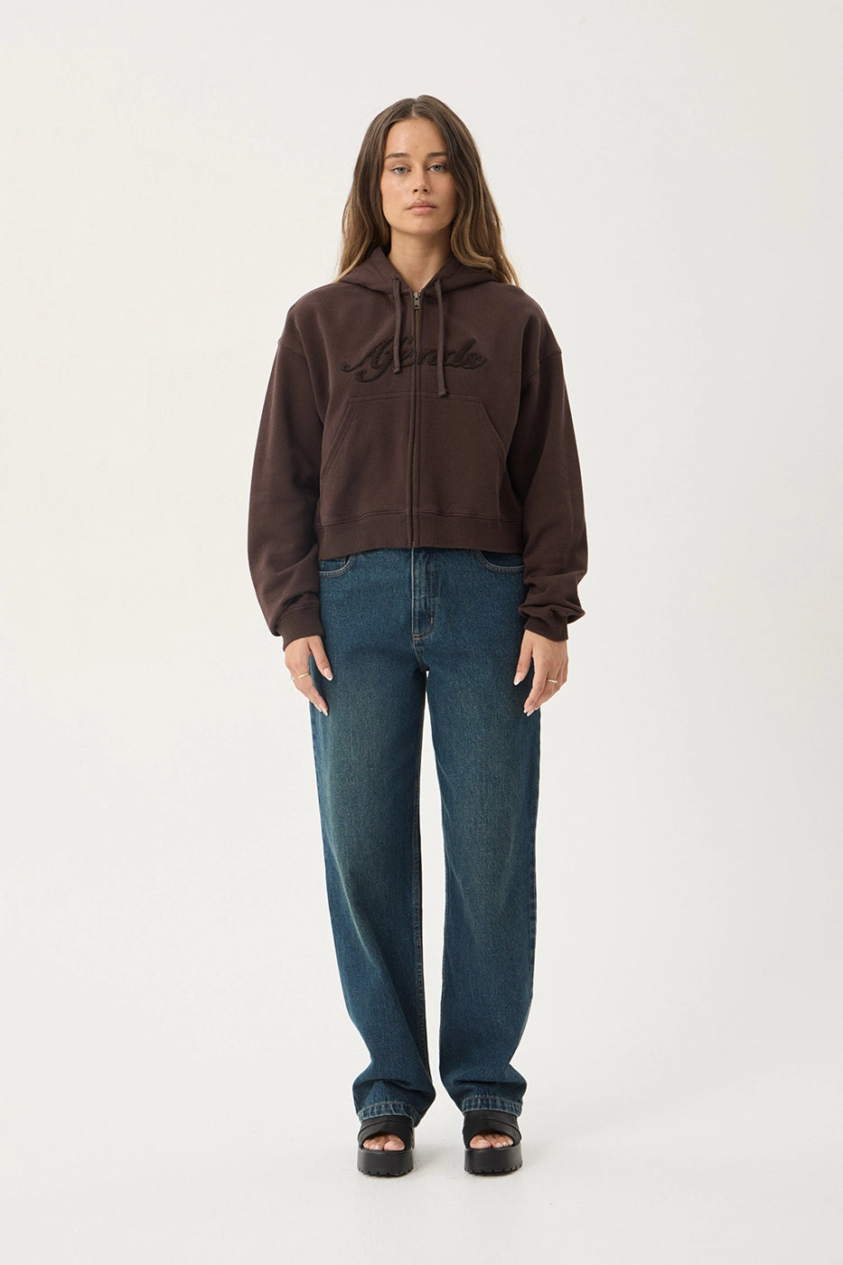 AFENDS Womens Kourt - Zip Hood - Coffee