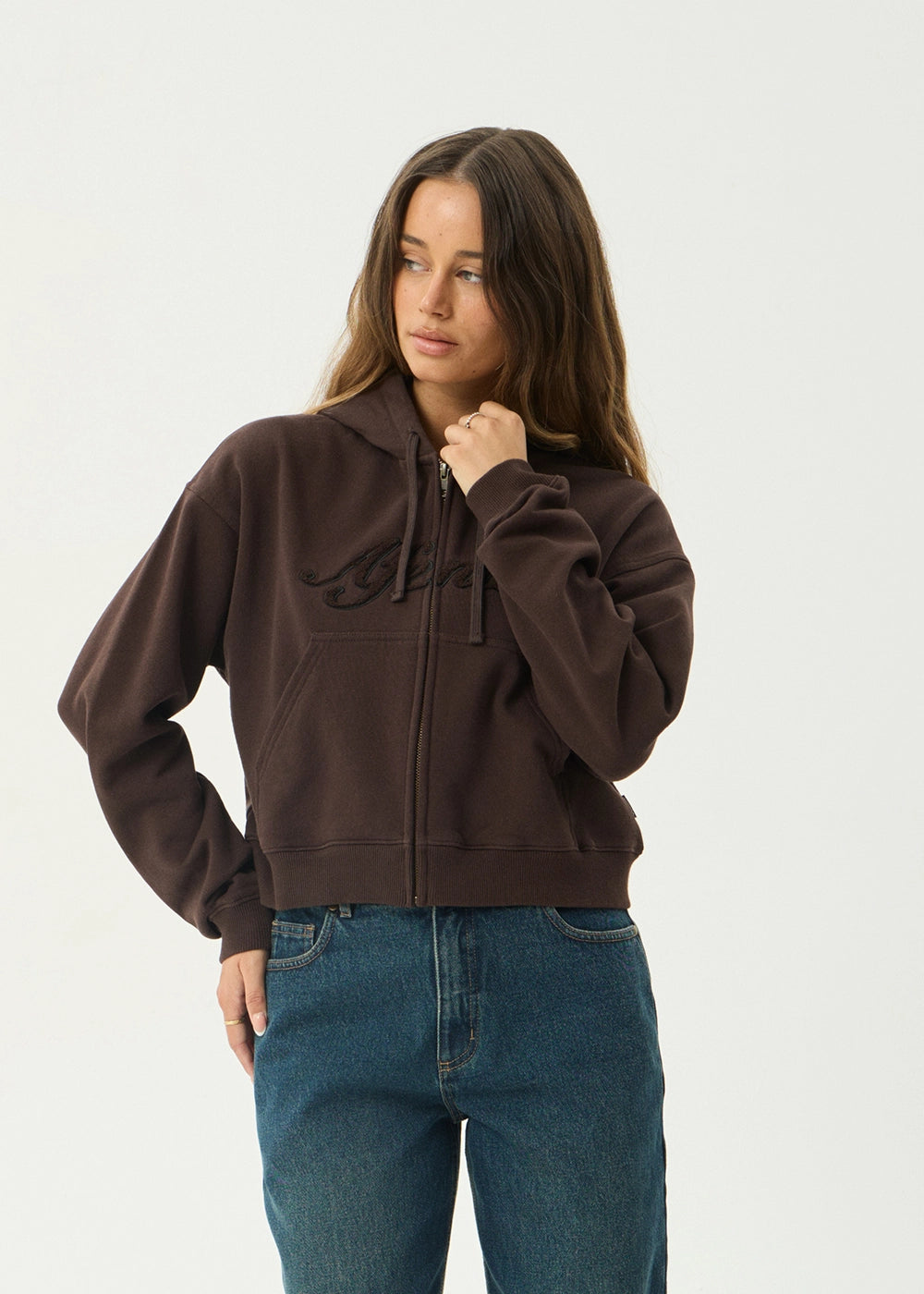 AFENDS Womens Kourt - Zip Hood - Coffee