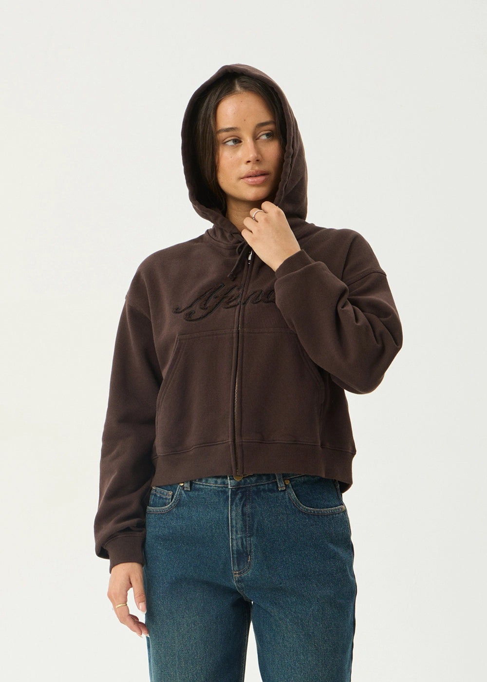 AFENDS Womens Kourt - Zip Hood - Coffee