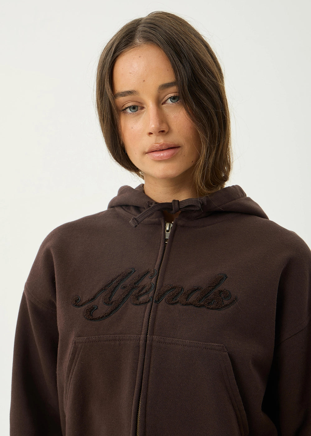 AFENDS Womens Kourt - Zip Hood - Coffee