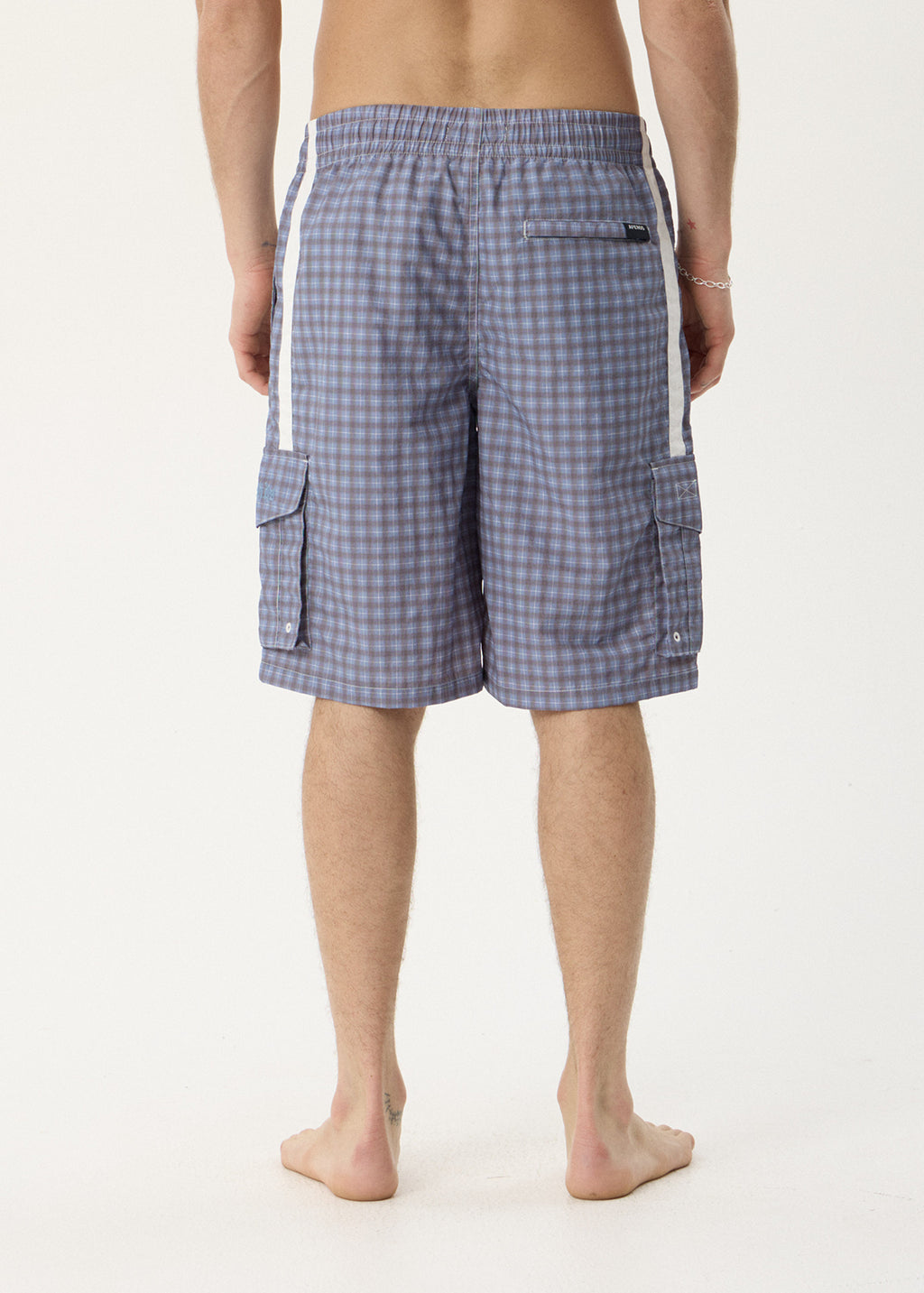 AFENDS Mens House Related Proposal - Cargo Short 21" - Slate Blue Check