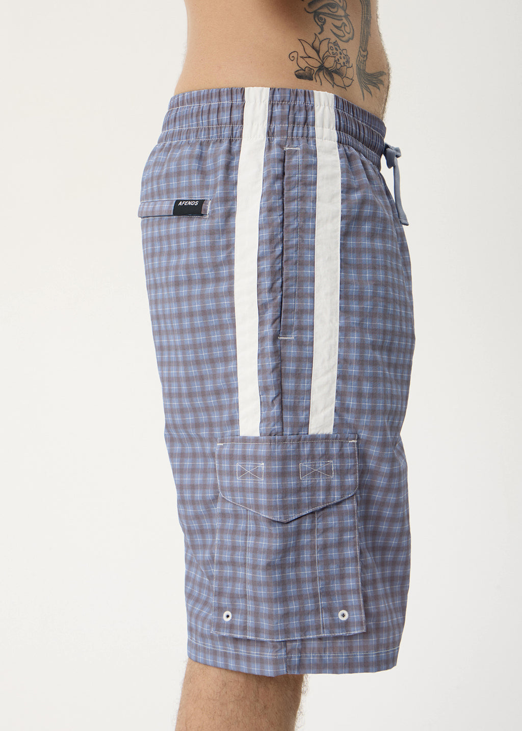 AFENDS Mens House Related Proposal - Cargo Short 21" - Slate Blue Check