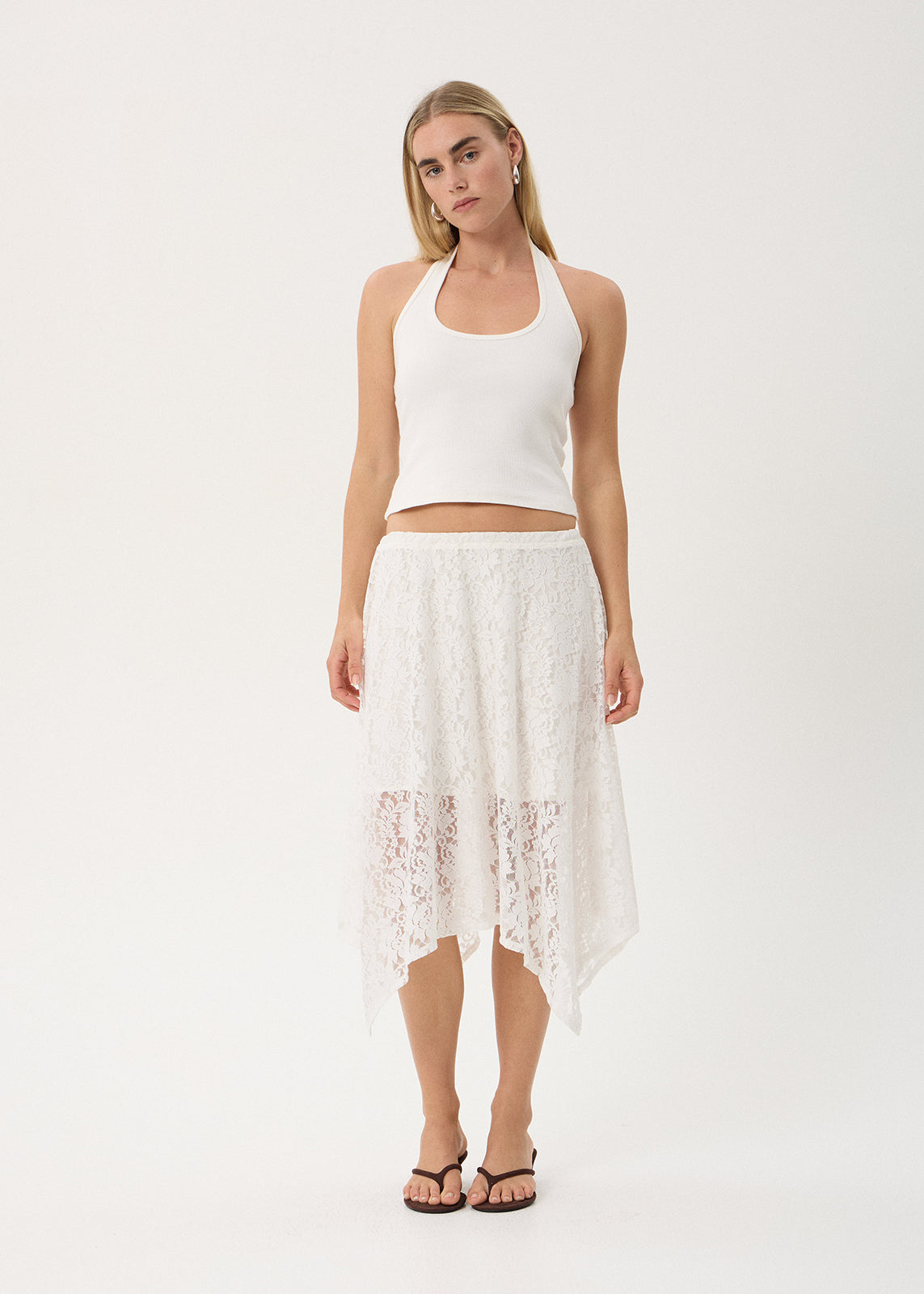 AFENDS Natalia - Lace Handkerchief Skirt - White