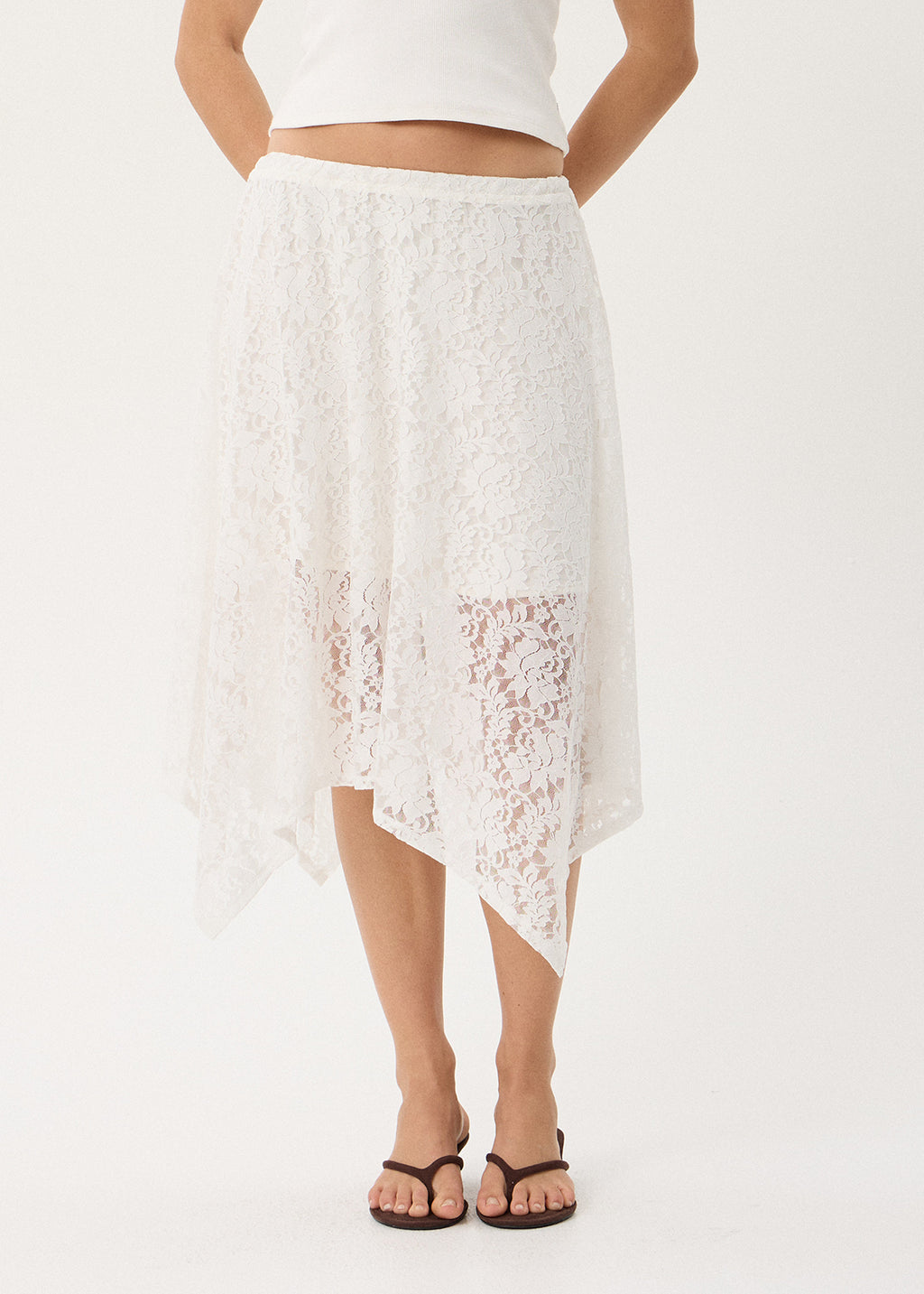 AFENDS Natalia - Lace Handkerchief Skirt - White