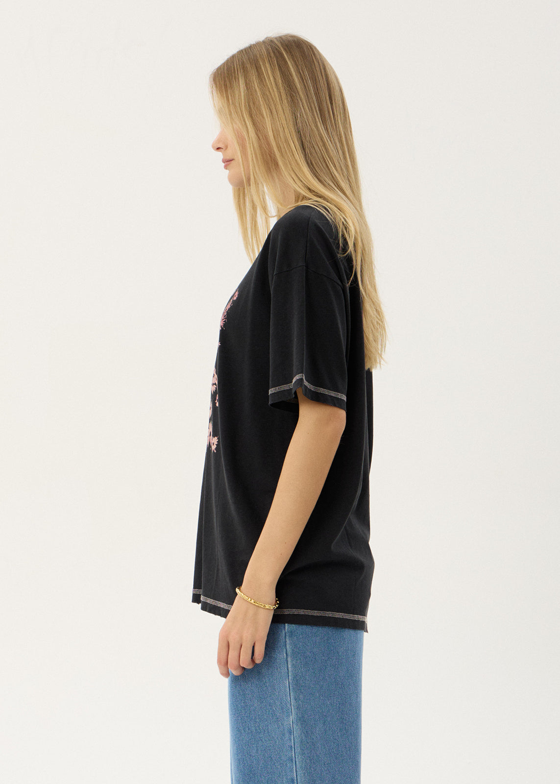 AFENDS Womens Unchained - Oversized Tee - Stone Black