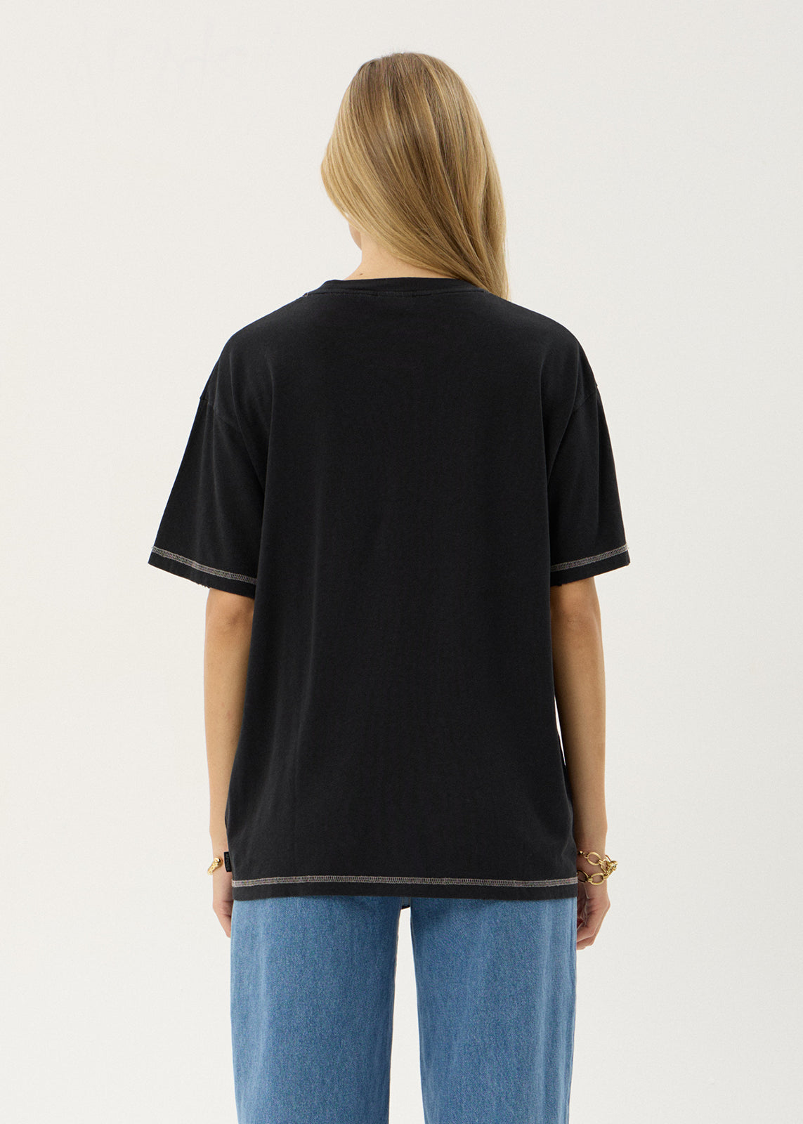 AFENDS Womens Unchained - Oversized Tee - Stone Black