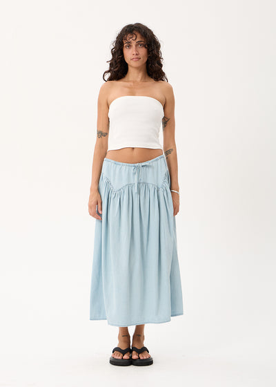 AFENDS Palmer - Chambray Midi Skirt - Light Blue
