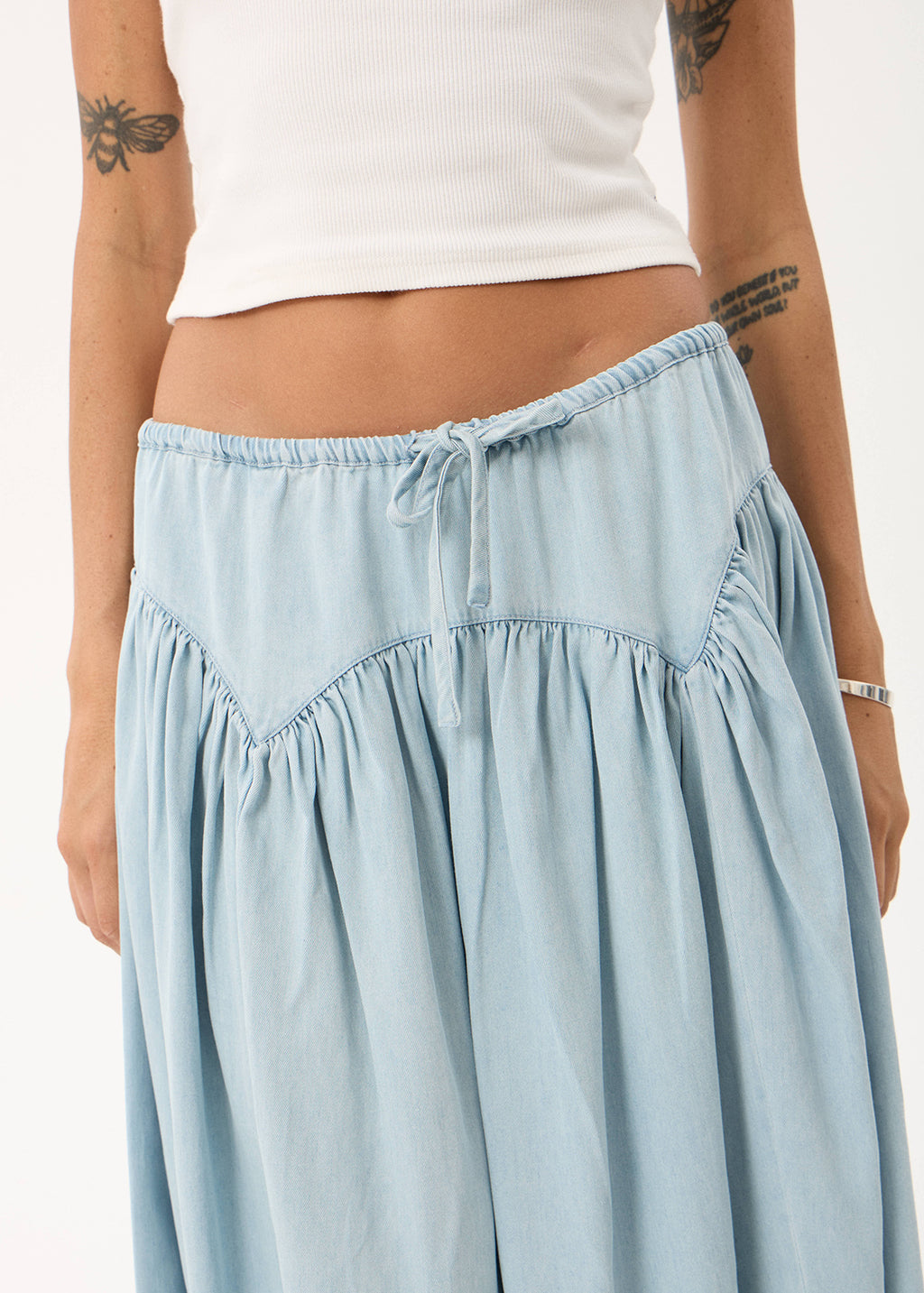 AFENDS Palmer - Chambray Midi Skirt - Light Blue