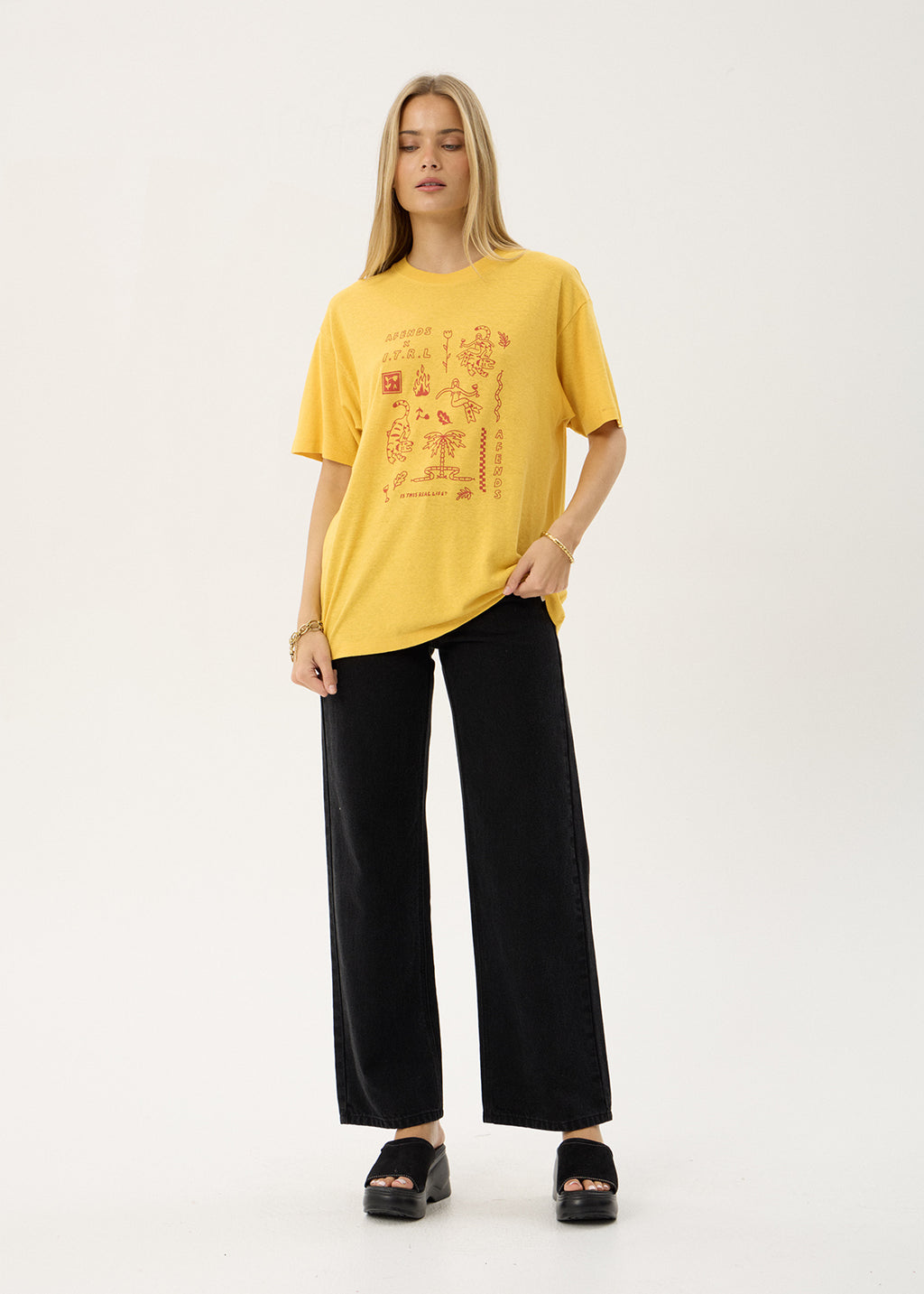 AFENDS Womens Holly - Oversized Tee - Mango