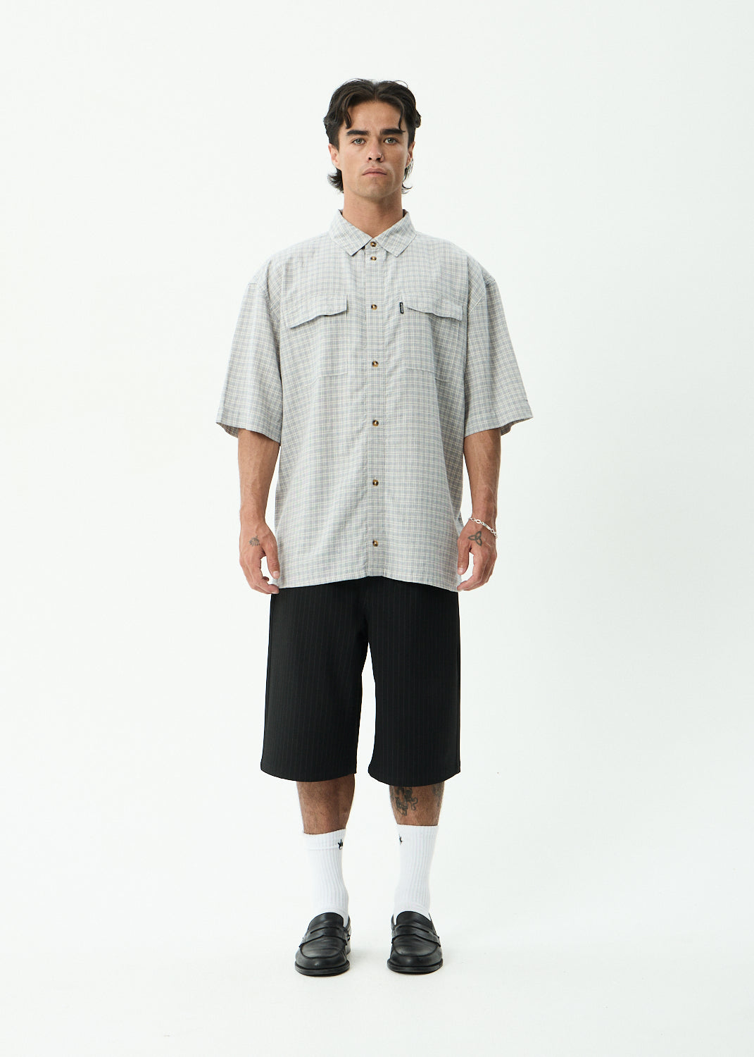 AFENDS Devon - Short Sleeve Shirt - Silver Birch