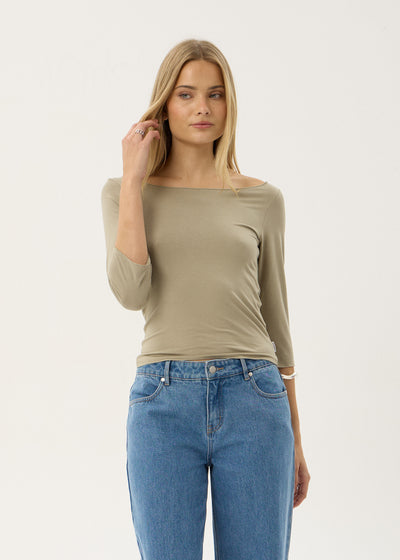 AFENDS Womens Dimi - 3/4 Sleeve Top - Grey