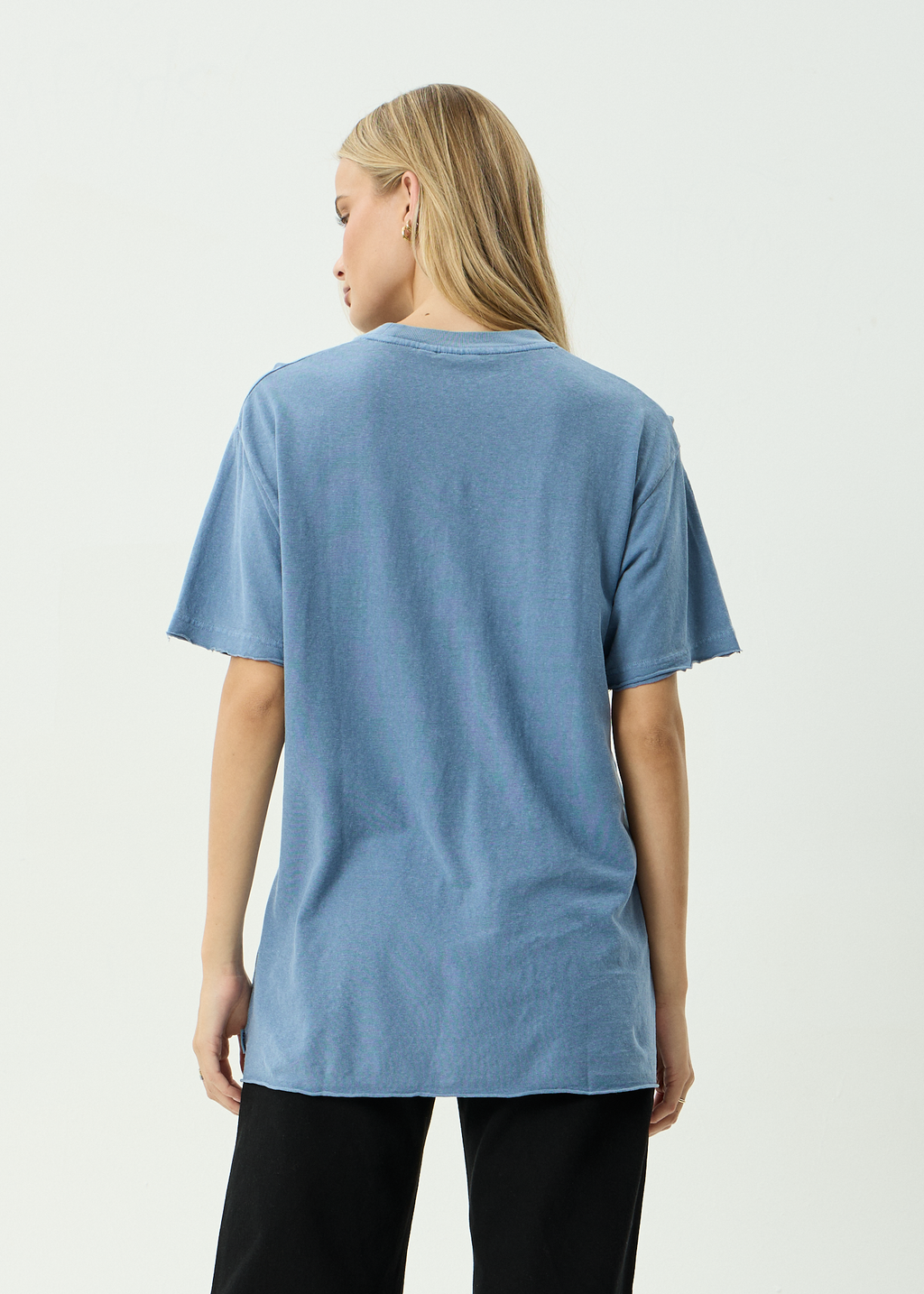 AFENDS Womens Slay - Oversized Tee - Washed Slate Blue