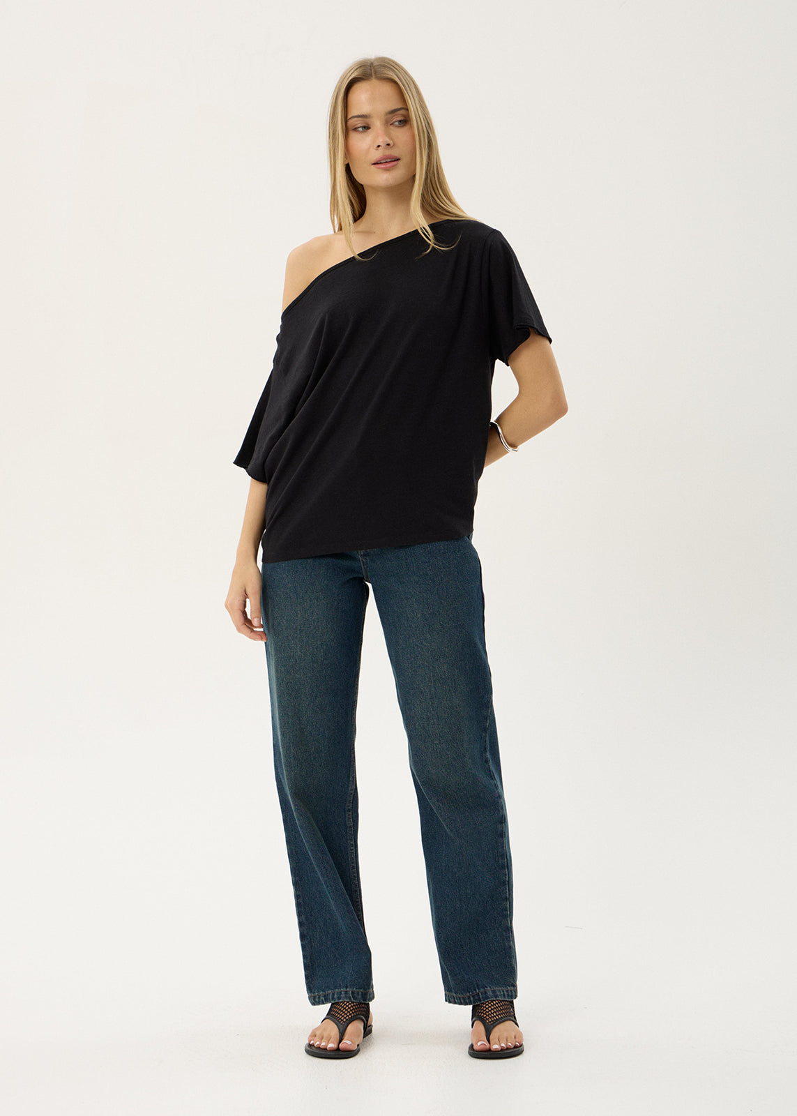 AFENDS Womens Sabina - Off Shoulder Tee - Black
