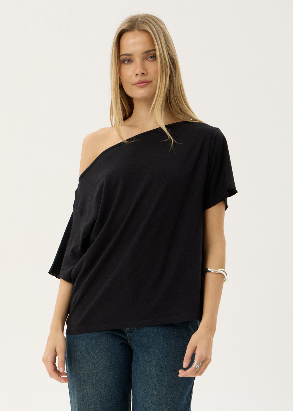 AFENDS Womens Sabina - Off Shoulder Tee - Black