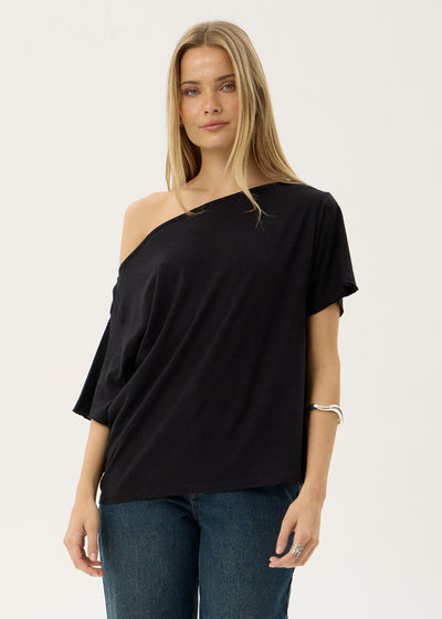 AFENDS Womens Sabina - Off Shoulder Tee - Black