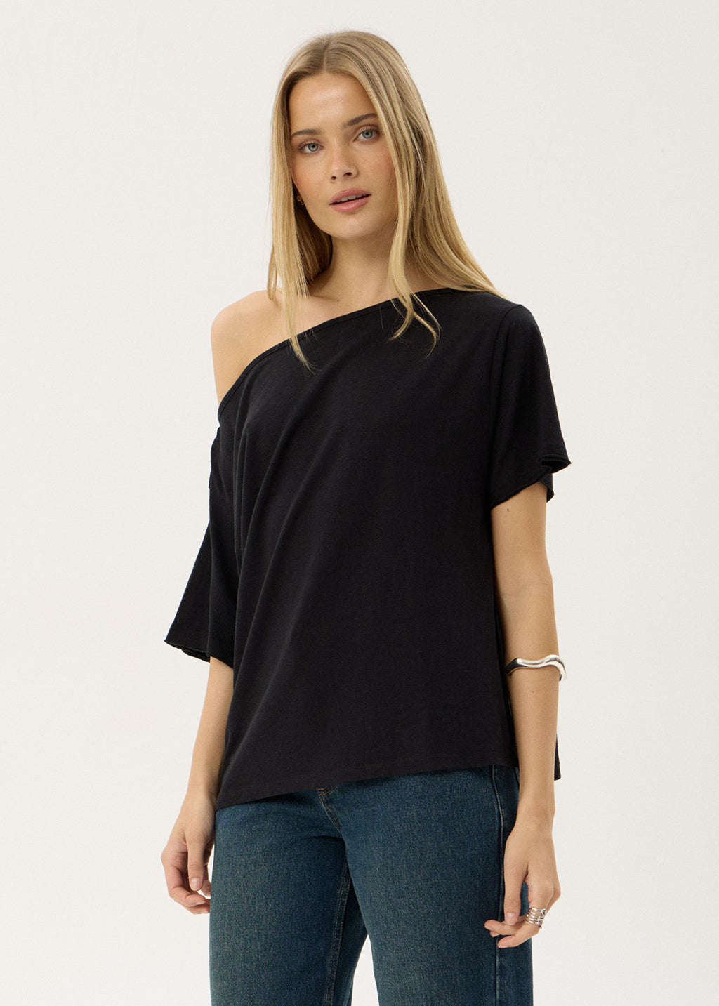 AFENDS Womens Sabina - Off Shoulder Tee - Black