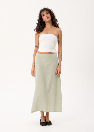 AFENDS Lark - Midi Skirt - Sage Check