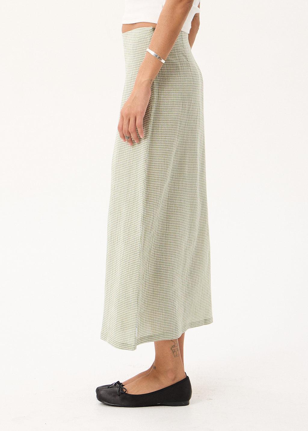 AFENDS Lark - Midi Skirt - Sage Check