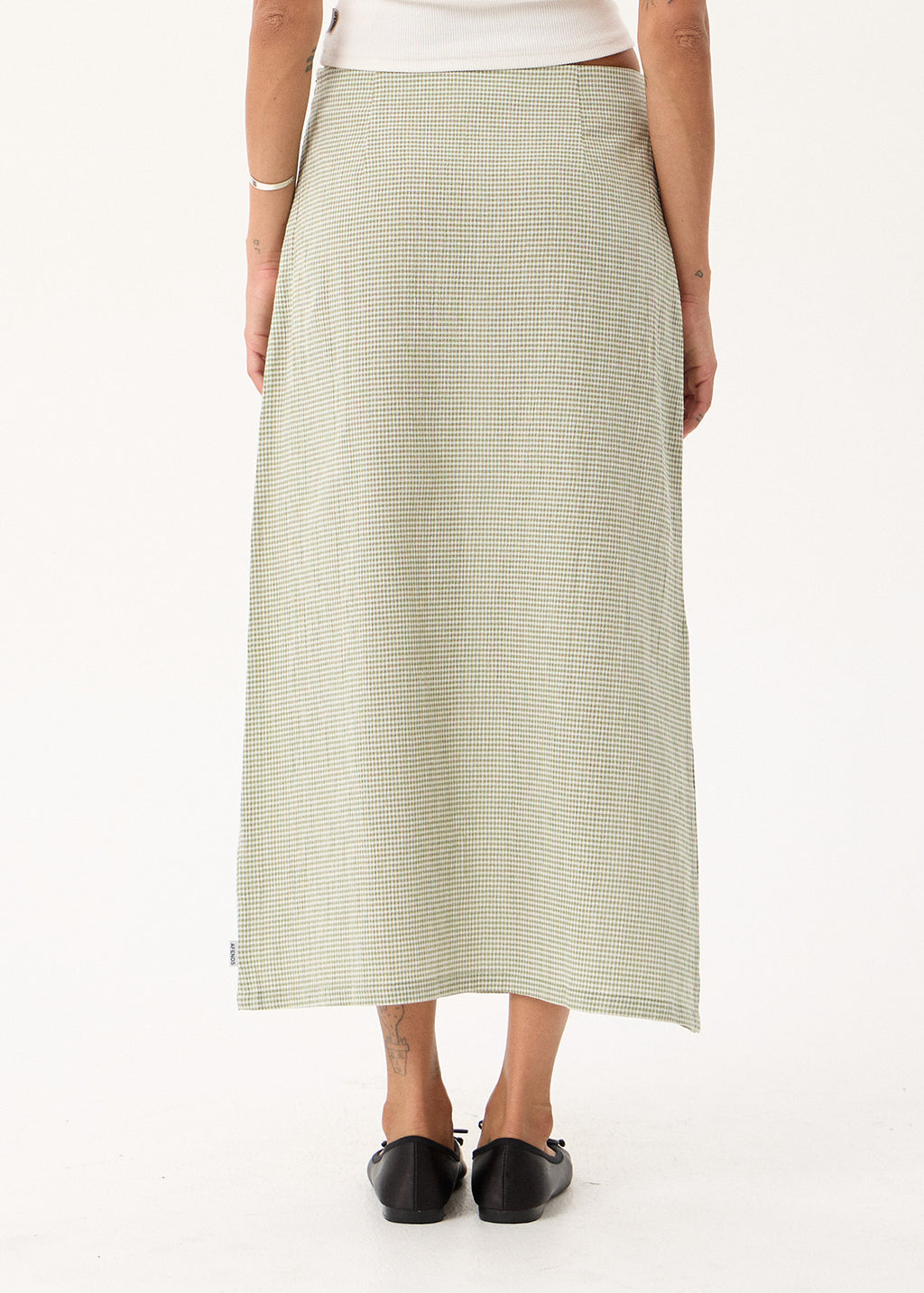 AFENDS Lark - Midi Skirt - Sage Check