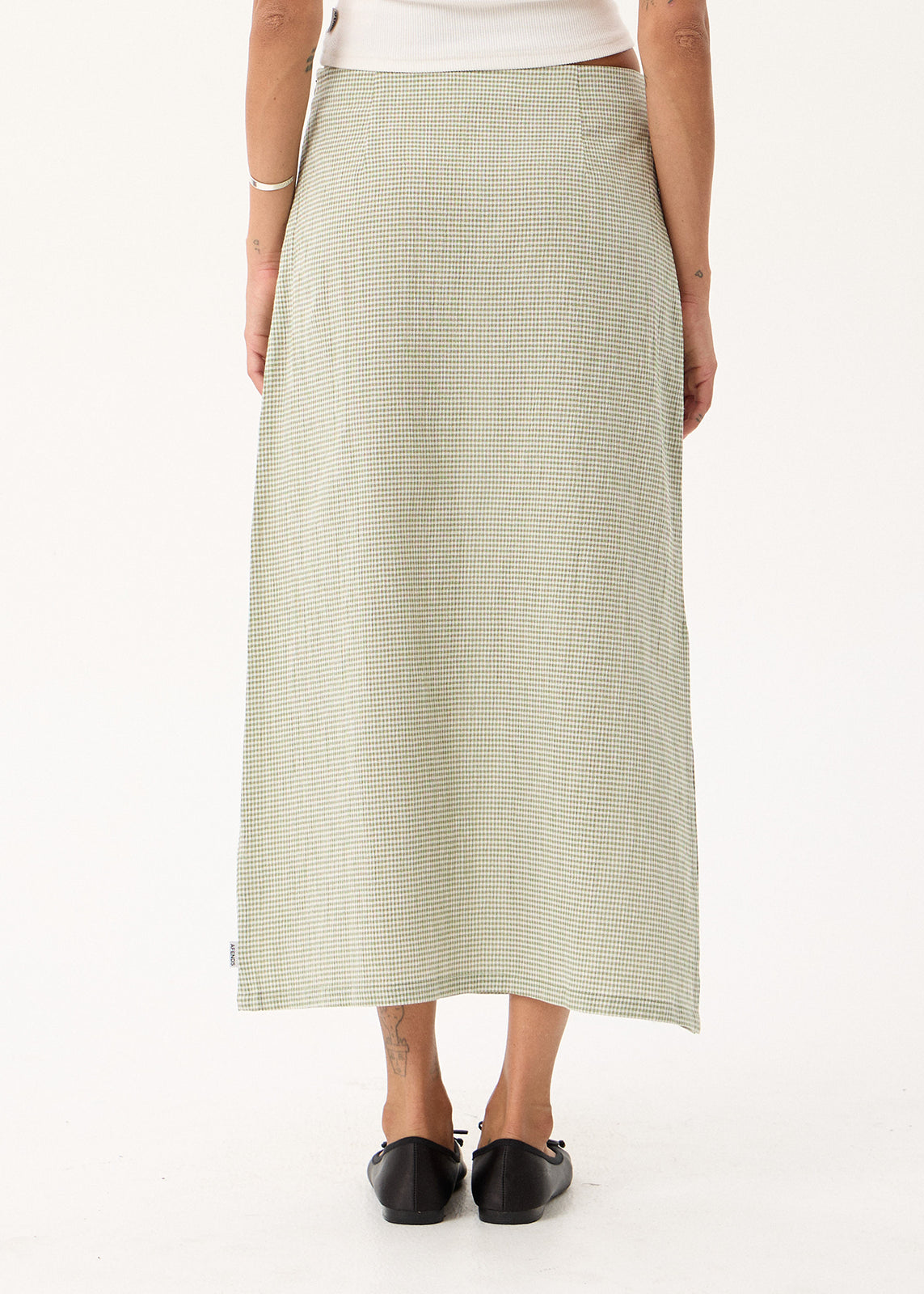 AFENDS Lark - Midi Skirt - Sage Check