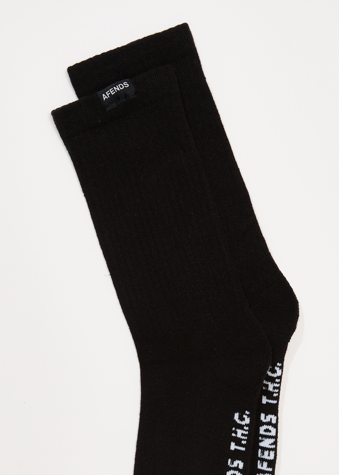 AFENDS Mens Everyday - Ribbed Crew Socks - Black 