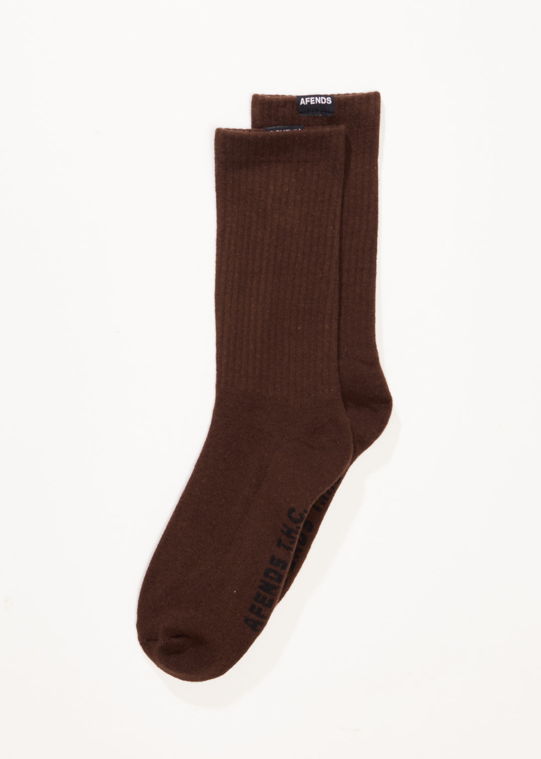 AFENDS Mens Everyday - Ribbed Crew Socks - Coffee 