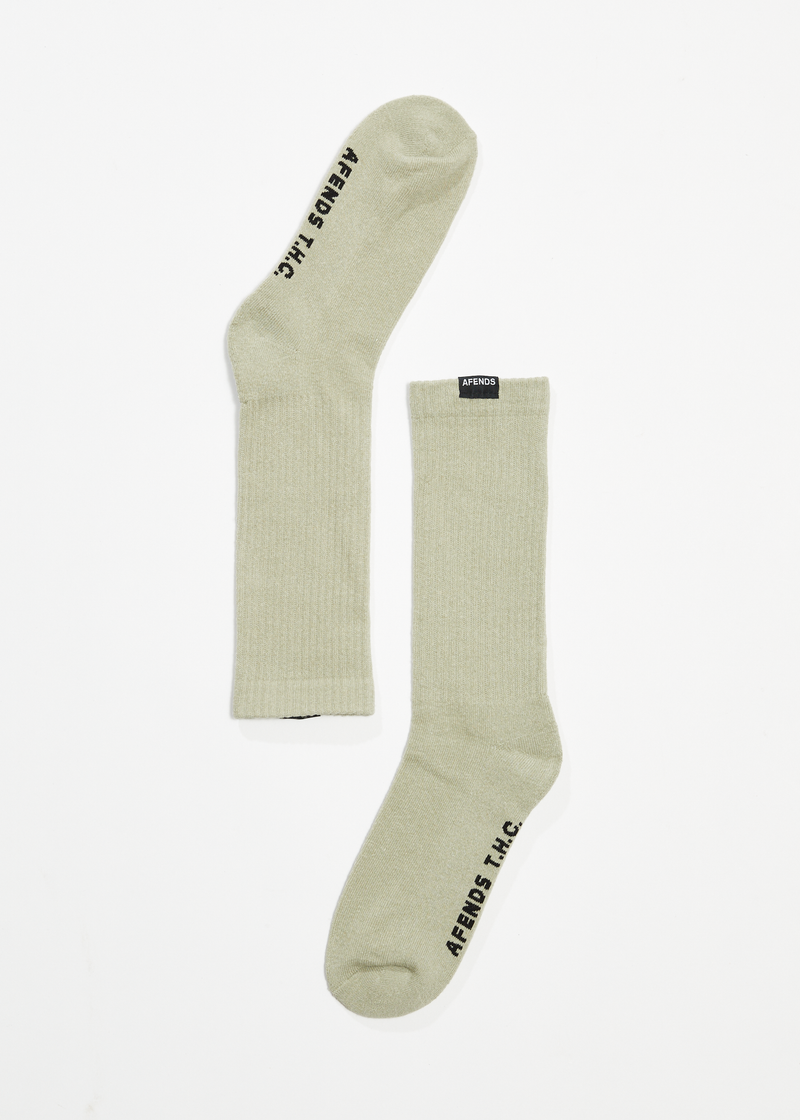 AFENDS Mens Everyday - Ribbed Crew Socks - Military