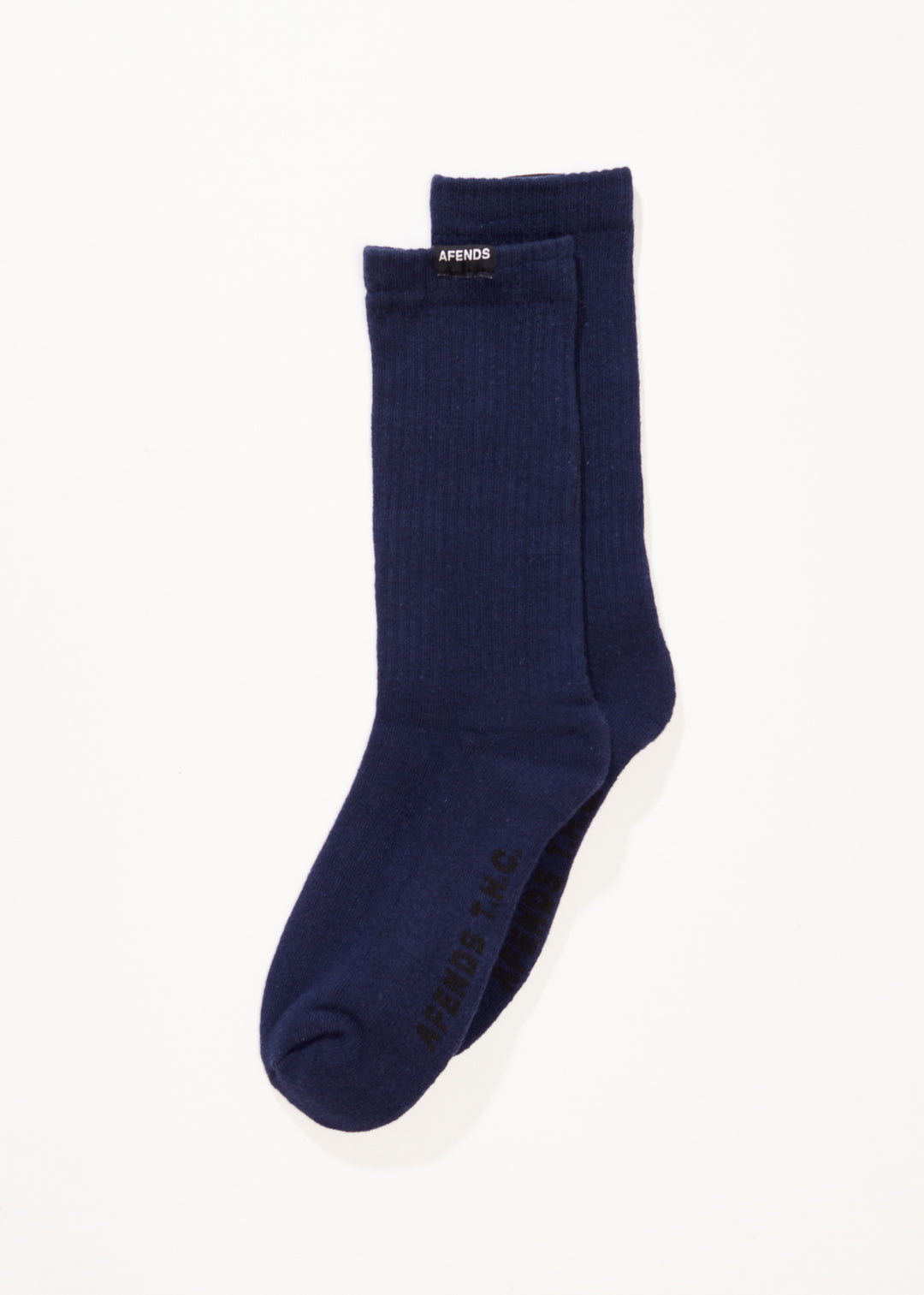 AFENDS Mens Everyday - Ribbed Crew Socks - Navy 