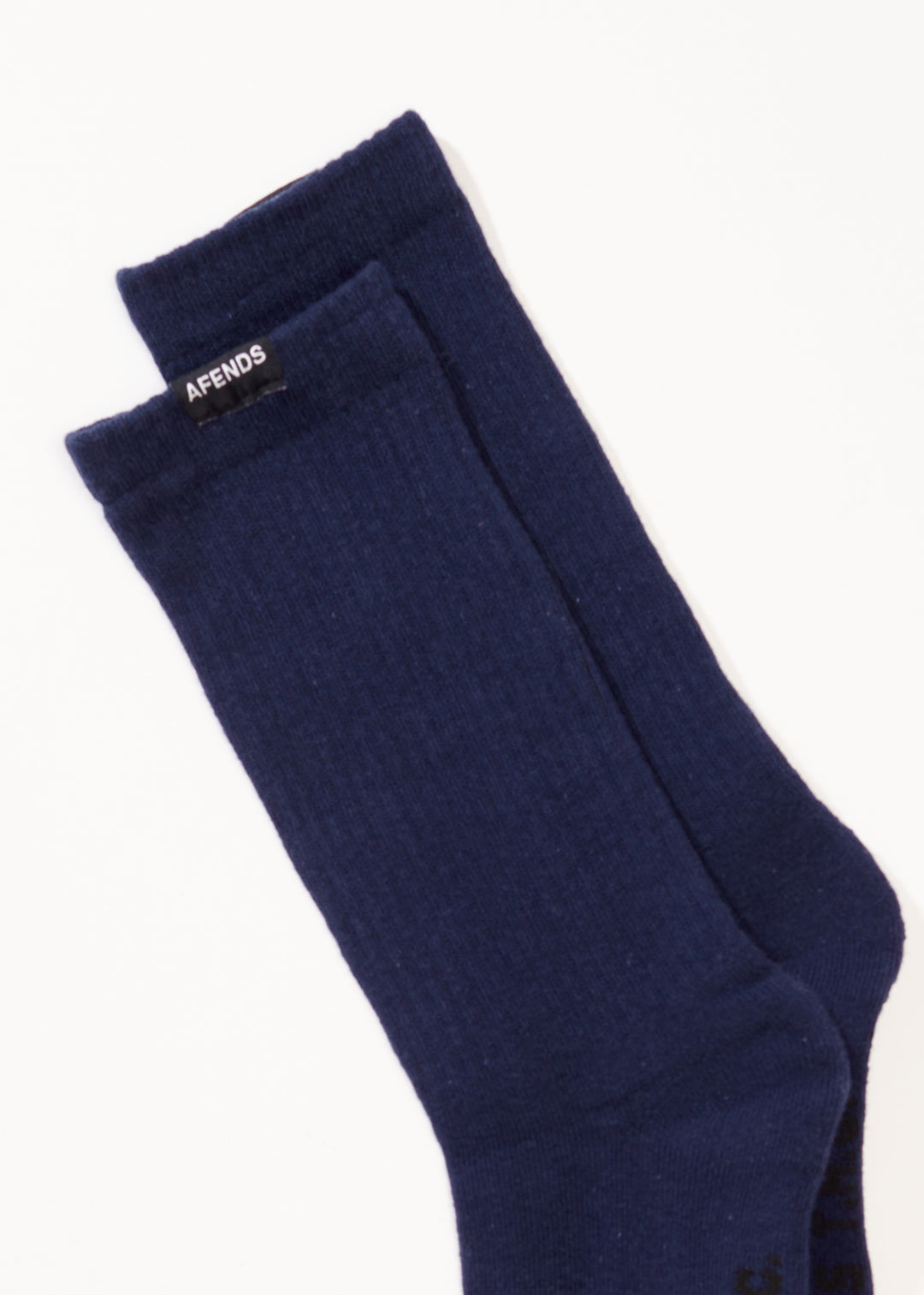 AFENDS Mens Everyday - Ribbed Crew Socks - Navy 