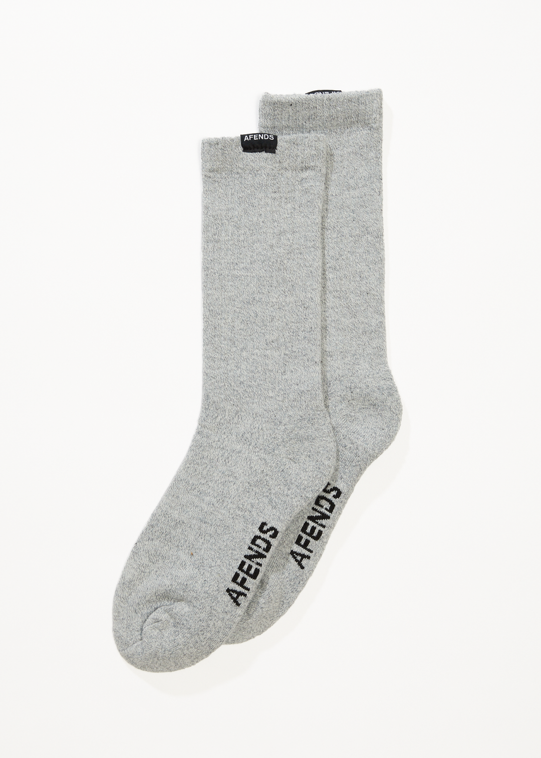 AFENDS Mens Everyday - Ribbed Crew Socks - Shadow Grey Marle 