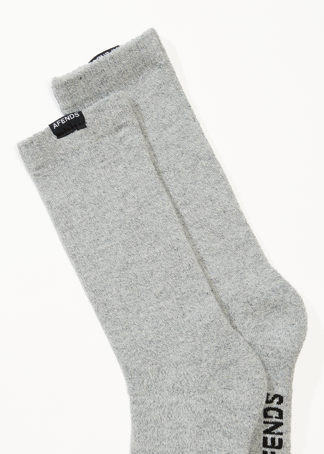 AFENDS Mens Everyday - Ribbed Crew Socks - Shadow Grey Marle 