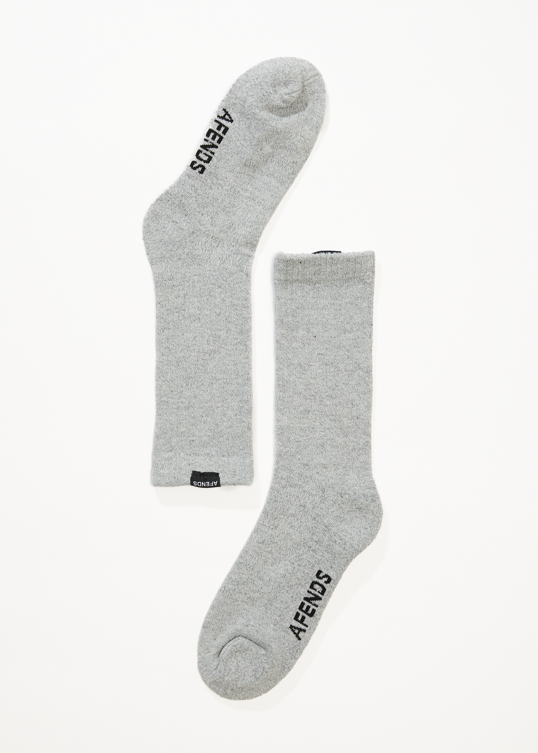 AFENDS Mens Everyday - Ribbed Crew Socks - Shadow Grey Marle 