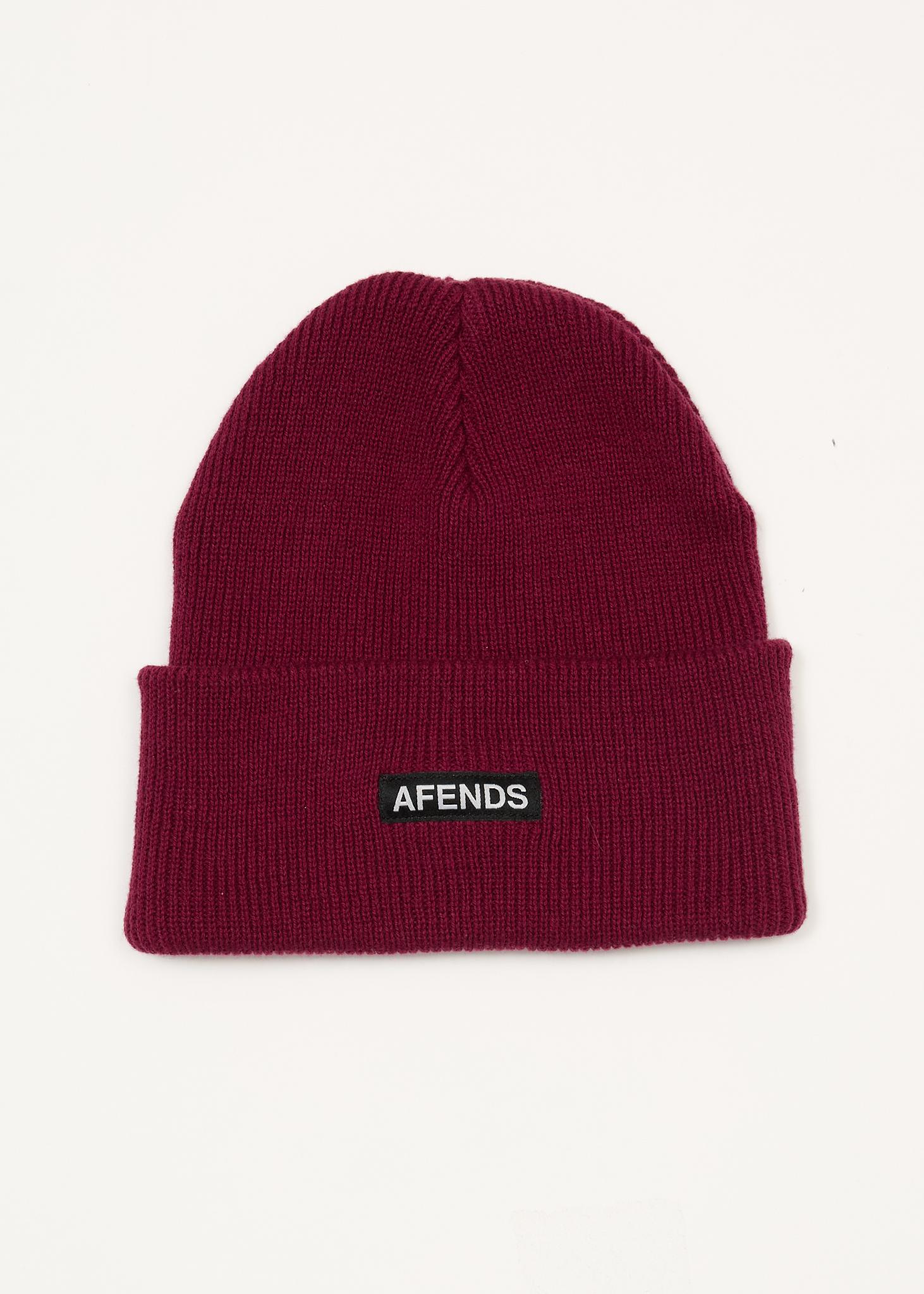 AFENDS Mens Hometown - Recycled Beanie - Burgundy