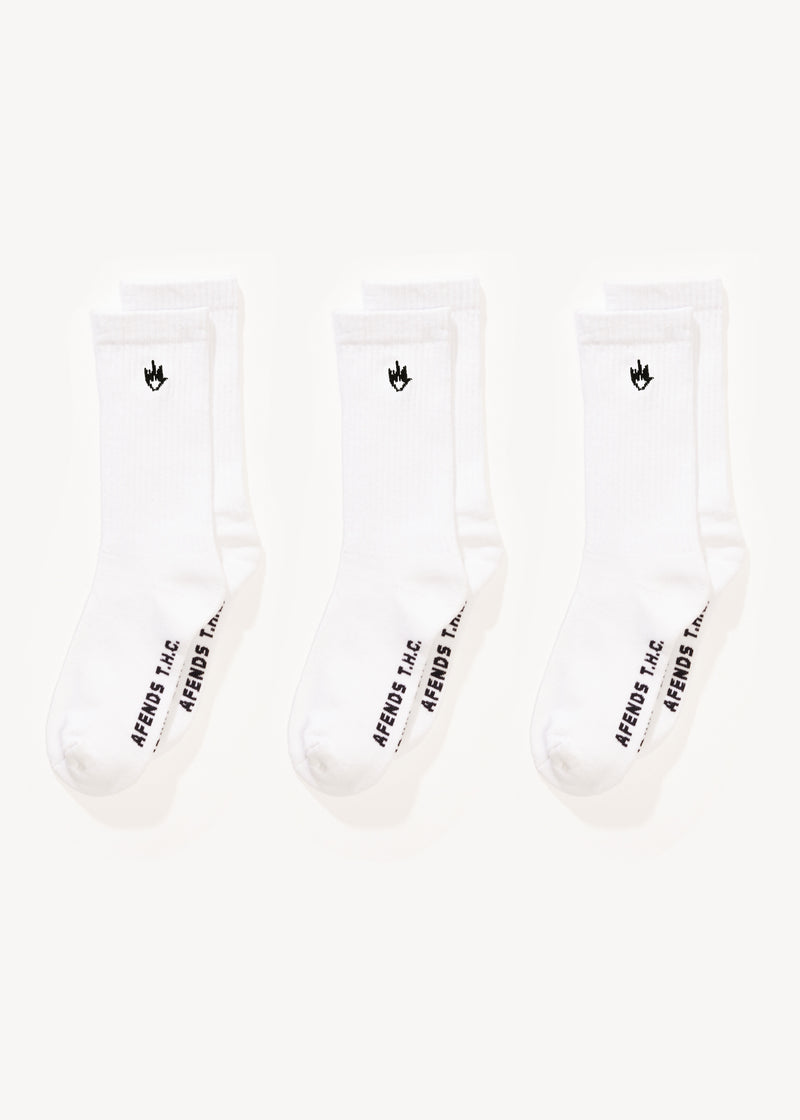 Afends Mens Flame - Socks Three Pack - White