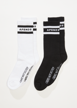 Afends Mens Create Not Destroy - Socks Two Pack - Black / White - Afends mens create not destroy   socks two pack   black / white