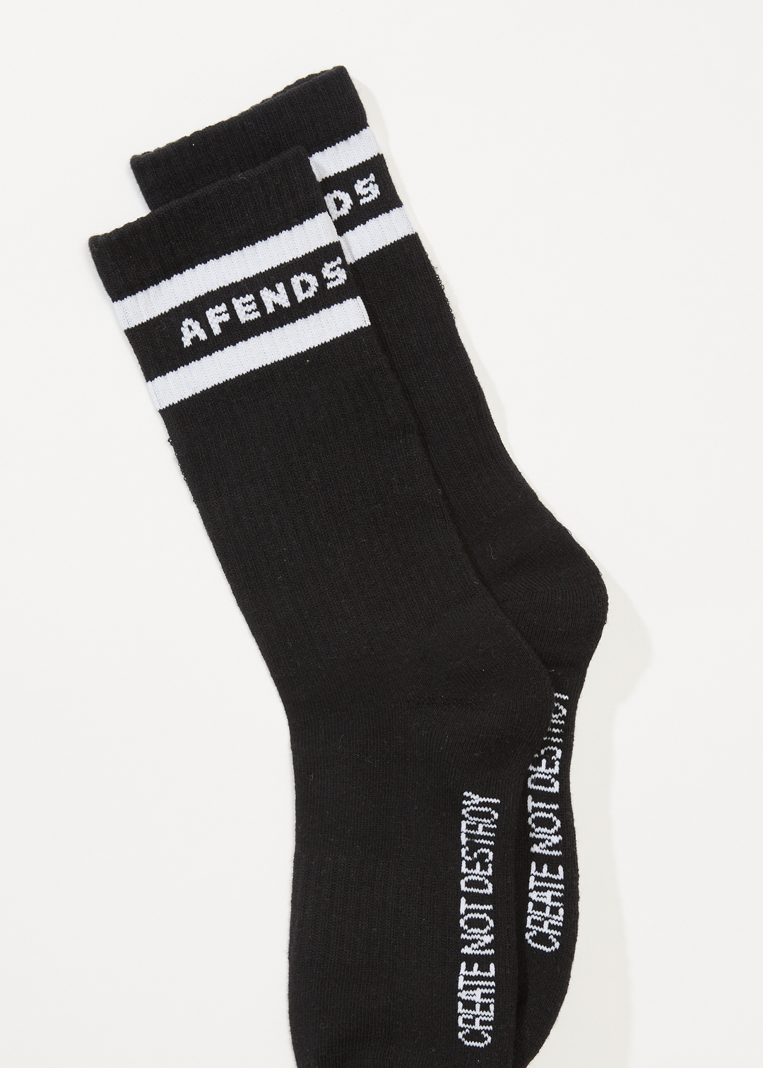 AFENDS Mens Create Not Destroy - Socks Two Pack - Black / White 