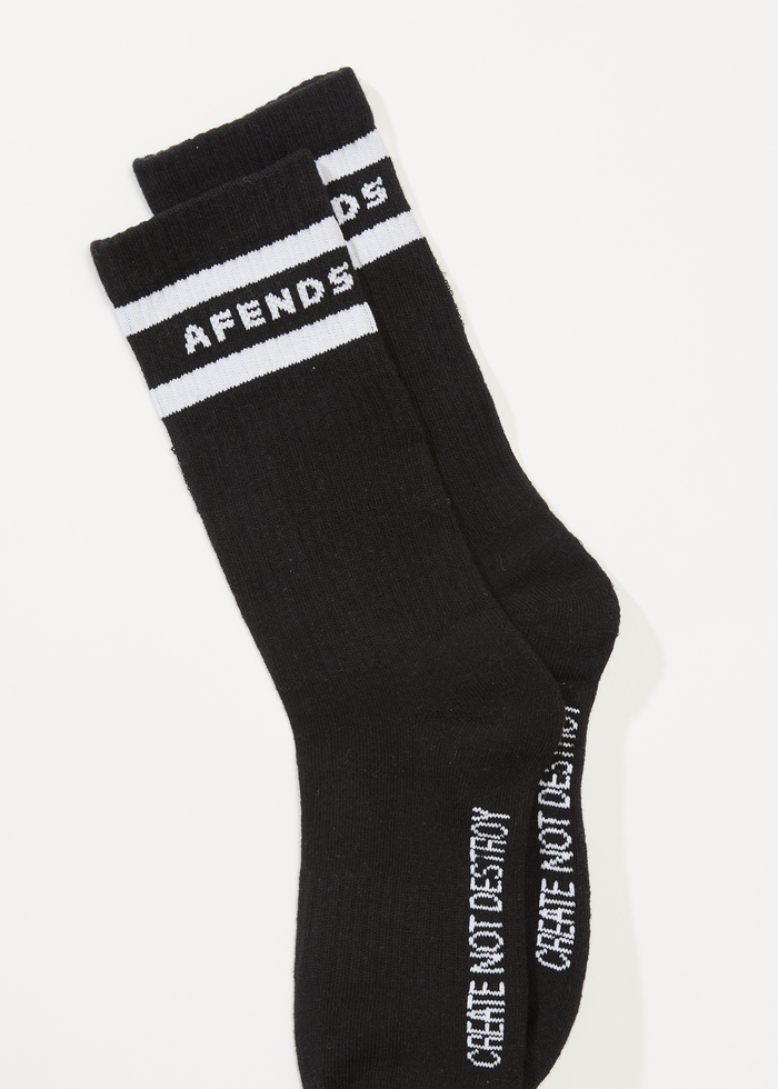 Afends Mens Create Not Destroy - Socks Two Pack - Black / White 