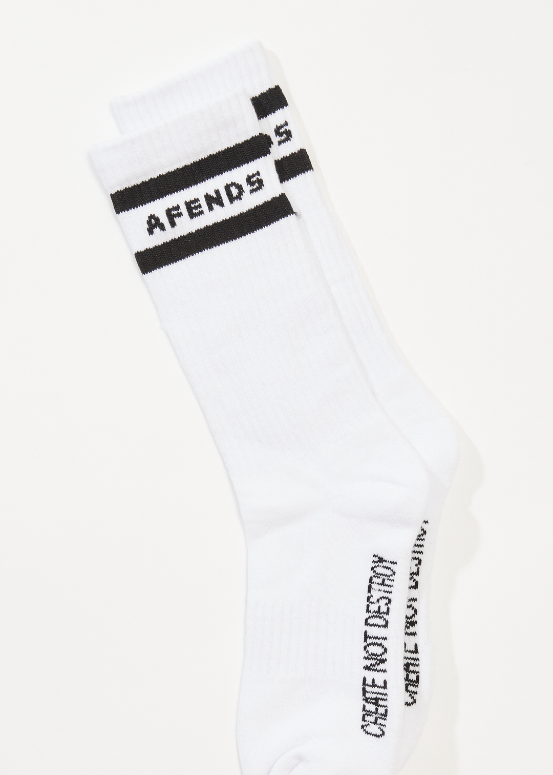 AFENDS Mens Create Not Destroy - Socks Two Pack - Black / White 