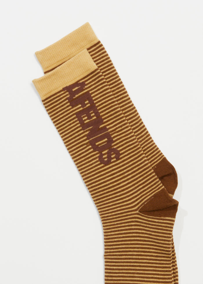AFENDS Unisex Invisible - Crew Socks - Toffee Stripe 