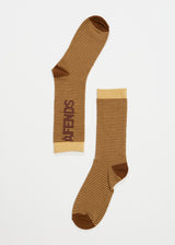 AFENDS Unisex Invisible - Crew Socks - Toffee Stripe - Afends unisex invisible   crew socks   toffee stripe a233673 tst os