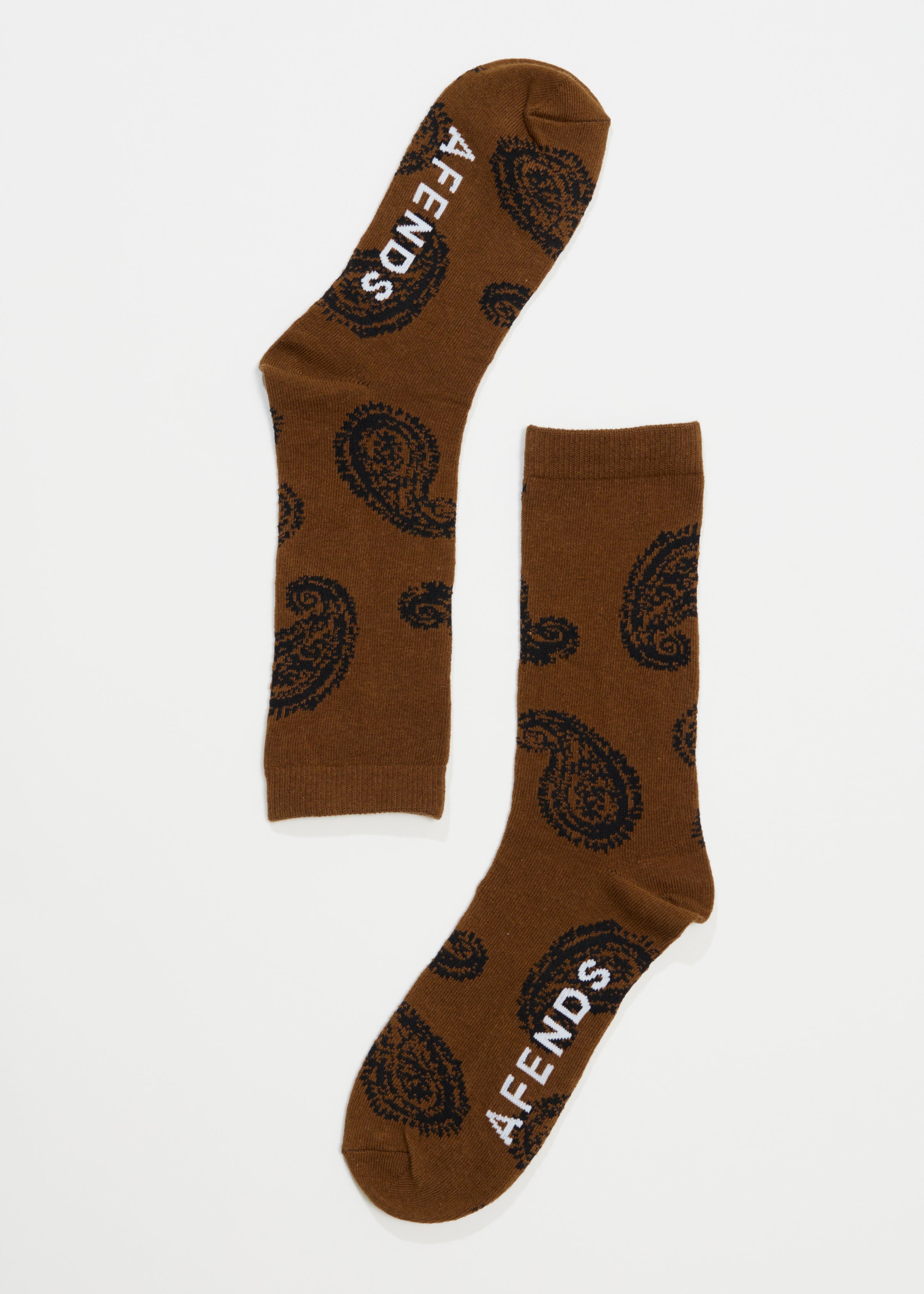 AFENDS Unisex Tradition - Crew Socks - Toffee A233674-TOF-OS