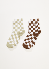 AFENDS Womens Maia -  Socks Two Pack - Check - Afends womens maia    socks two pack   check 