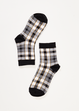 Afends Womens Check Out -  Socks One Pack - Moonbeam Check - Afends womens check out    socks one pack   moonbeam check 