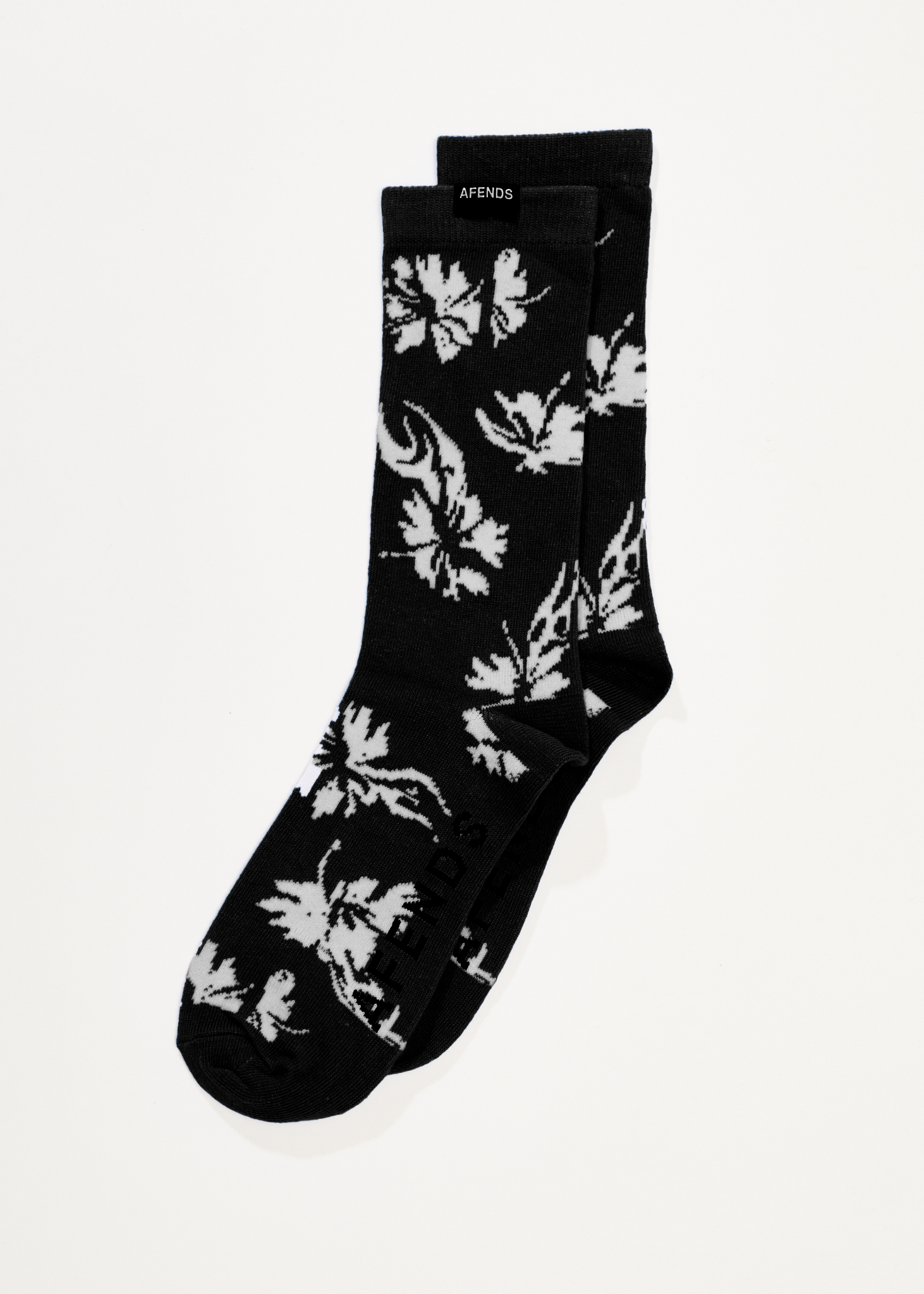 Men White Floral Socks