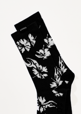 Afends Mens Hibiscus -  Socks One Pack - Black - Afends mens hibiscus    socks one pack   black 