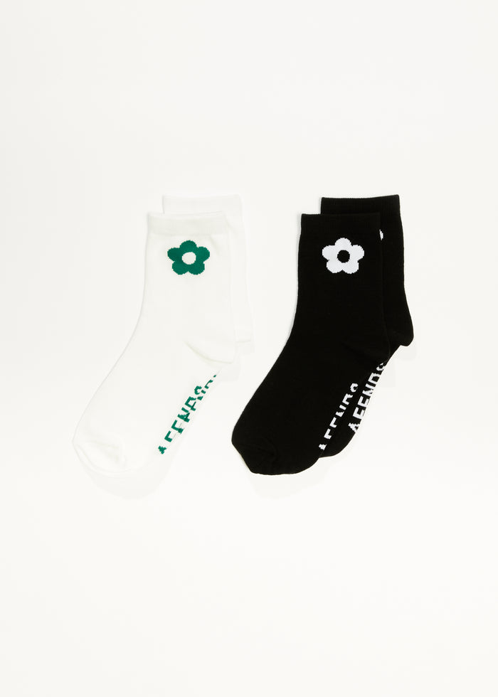 AFENDS Womens Blossom - Socks Two Pack - White / Black 