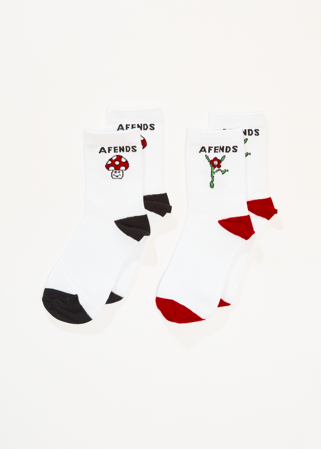 AFENDS Womens Garden Fresh - Socks Two Pack - White 