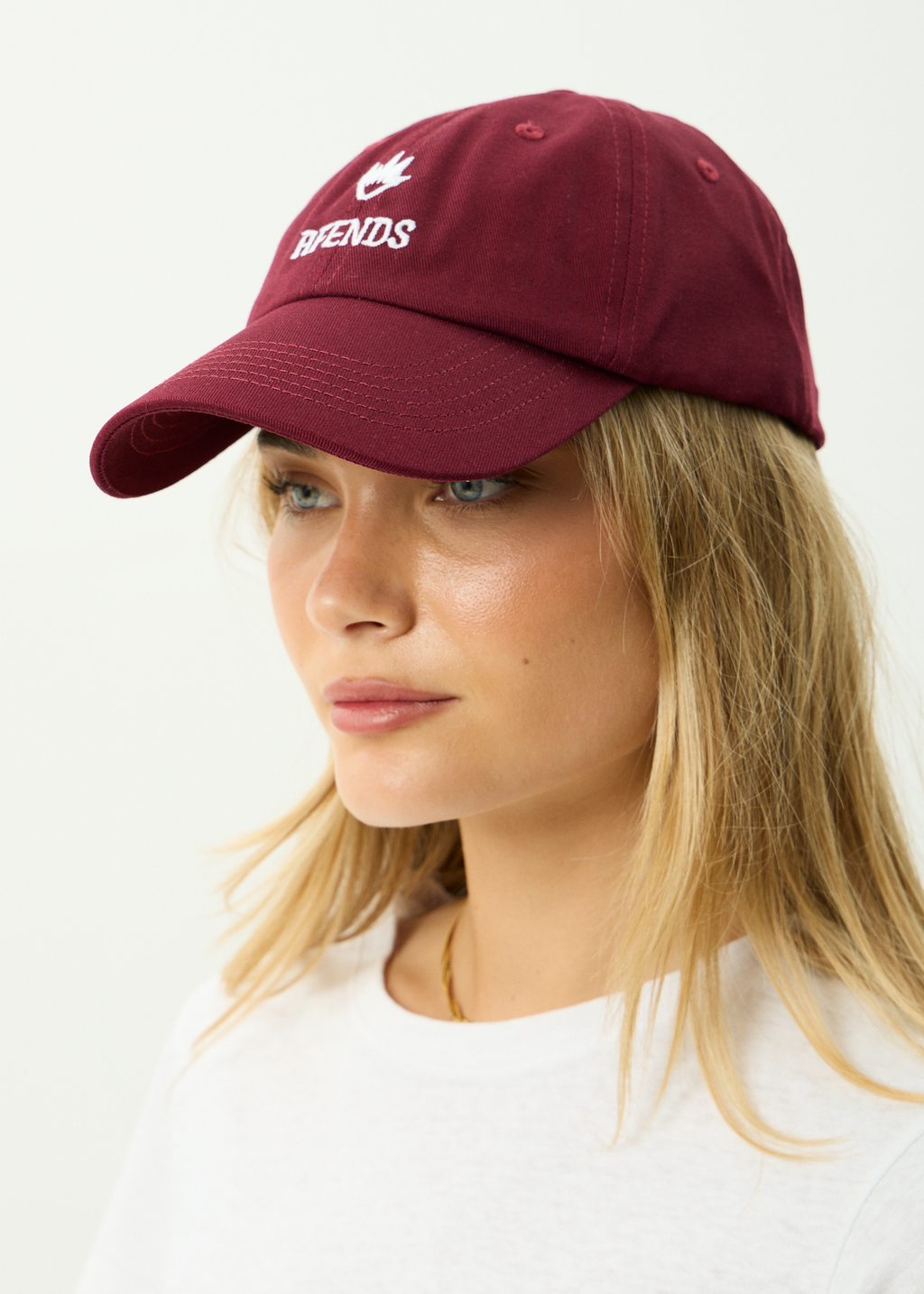 AFENDS Mens Burnin - Recycled Six Panel Cap - Burgundy