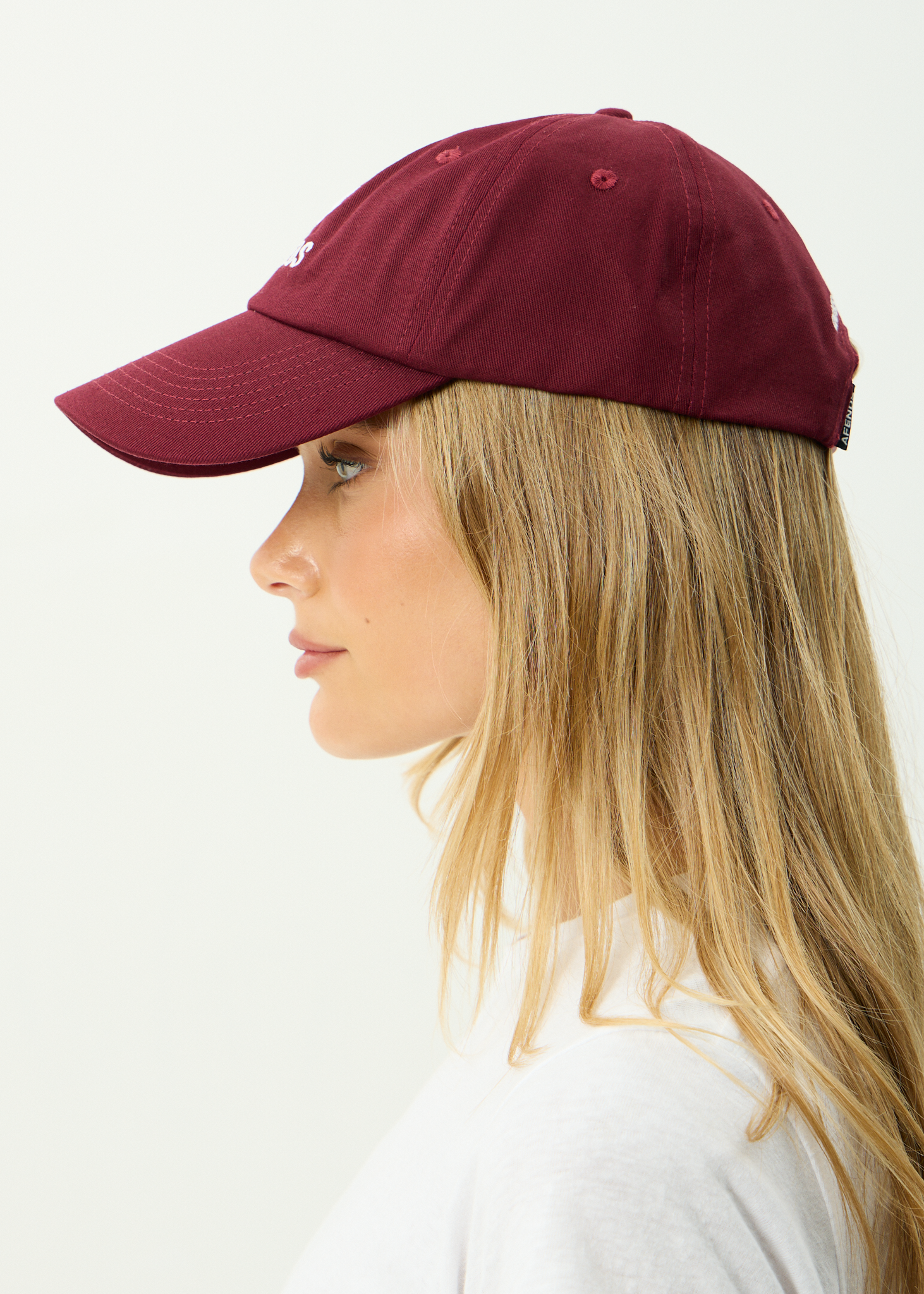 AFENDS Mens Burnin - Recycled Six Panel Cap - Burgundy
