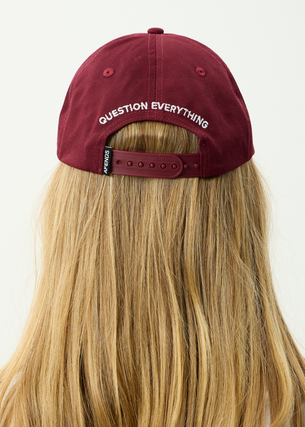 AFENDS Mens Burnin - Recycled Six Panel Cap - Burgundy
